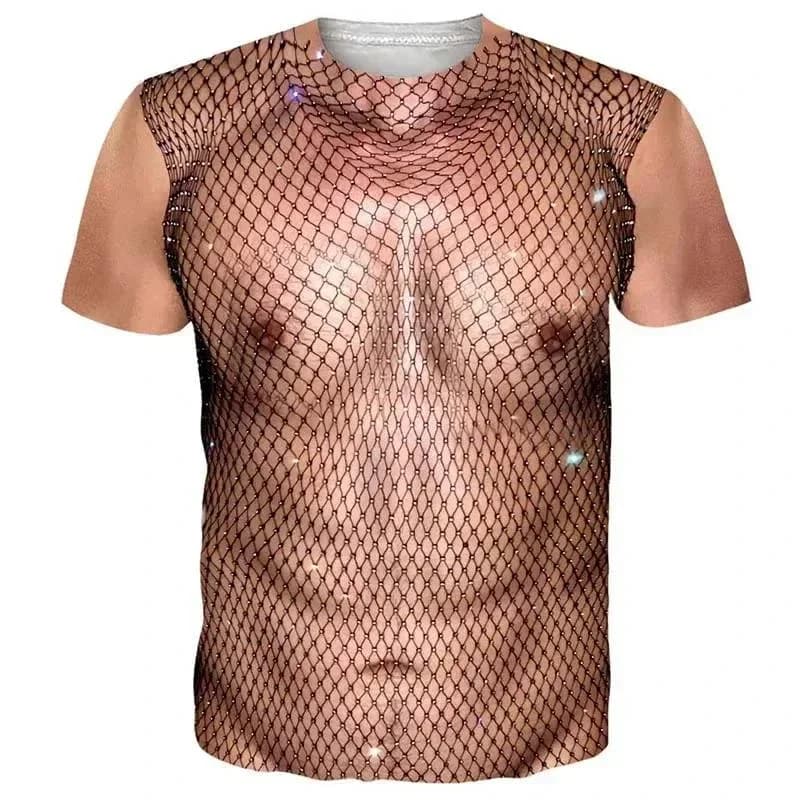 2024Funny Muscle Body 3D Stampato T-shirt Mens Designer Abbigliamento Streetwear Manica corta Top Tees Brutto petto Capelli T Shirt Abbigliamento