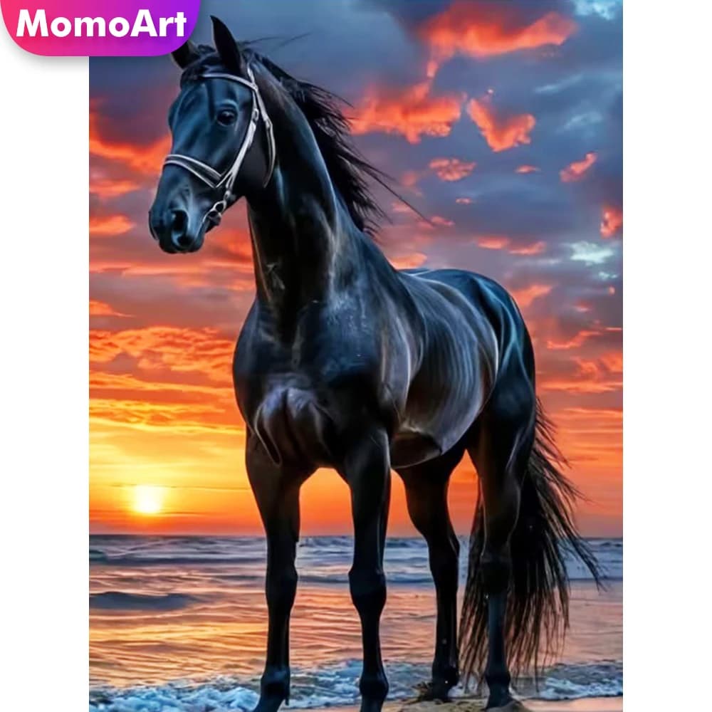 Momoart Diamond Painting Horse Animal DIY Picture Rhinestones Diamond Mosaic Suitable for Beginners Embroidery Unique Gift