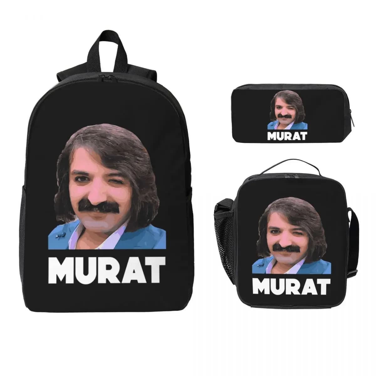Murat Erdem Erdemin Turkish Winker Zaino Borsa per libri Borsa per la scuola Borsa per laptop Borse a tracolla 3 pezzi Borsa termica per il pranzo Astuccio per matite