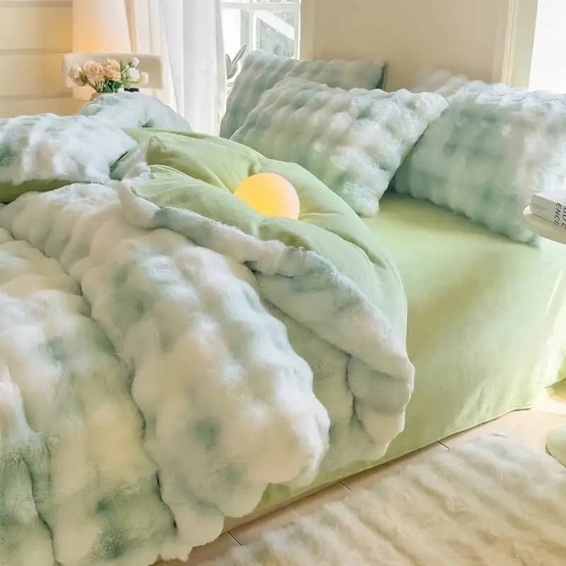 Copripiumino in pile di peluche extra morbido e accogliente di classe A affascinante Bubble Rabbit, delicato sulla pelle, addensare caldo autunno inverno regalo di Natale