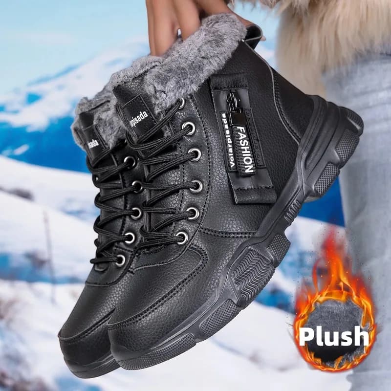 Stivali alti invernali in peluche per donna Velluto caldo e spesso Sport Scarpe in cotone per il tempo libero Stivali da neve da trekking alti antiscivolo da donna