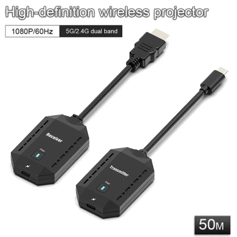 Trasmettitore e Ricevitore Audio Video Wireless HDMI-Compatibile 50M 5G 1080P per Fotocamera, Laptop, PC a TV, Monitor, Proiettore