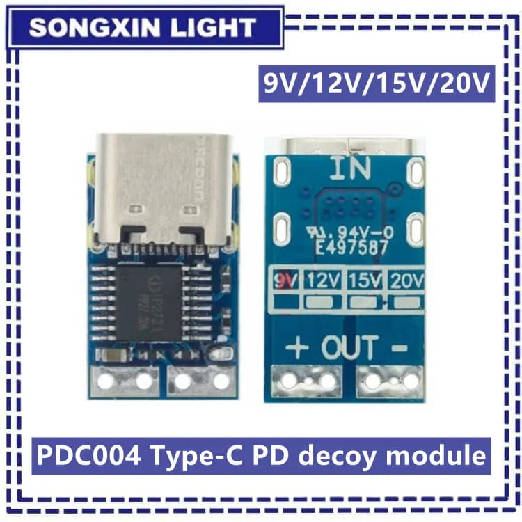 PD Type C Decode Module PD2.0 PD3.0 Prolong cable trigger DC charger QC4 quick charger 9V 12V 15V 20V PDC004