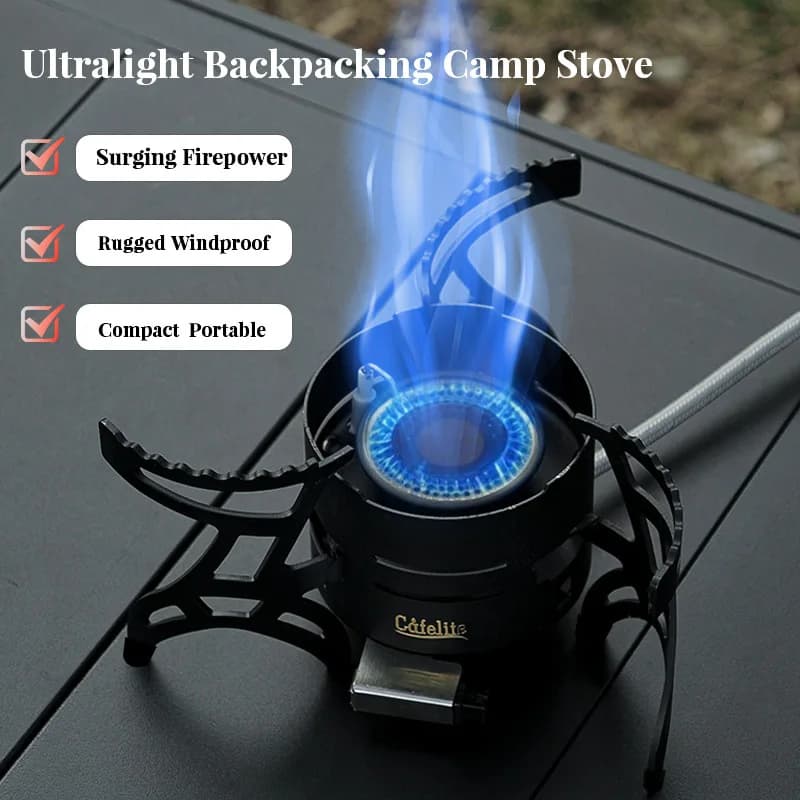 Fornello a Gas Portatile da Esterno 3500W, Bruciatore a Cartuccia per Campeggio, Escursionismo, Pesca, Picnic, Utensili da Tavola