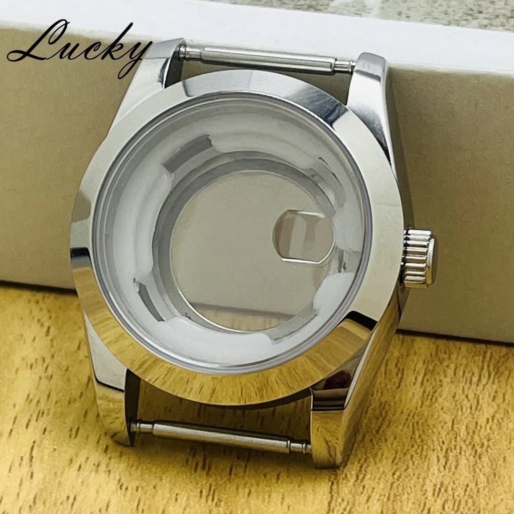 31mm Luxury Women's Silvery Watch Case With Bracelet Polished Sloping Bezel Sapphire Glass For NH05 NH06 Movement