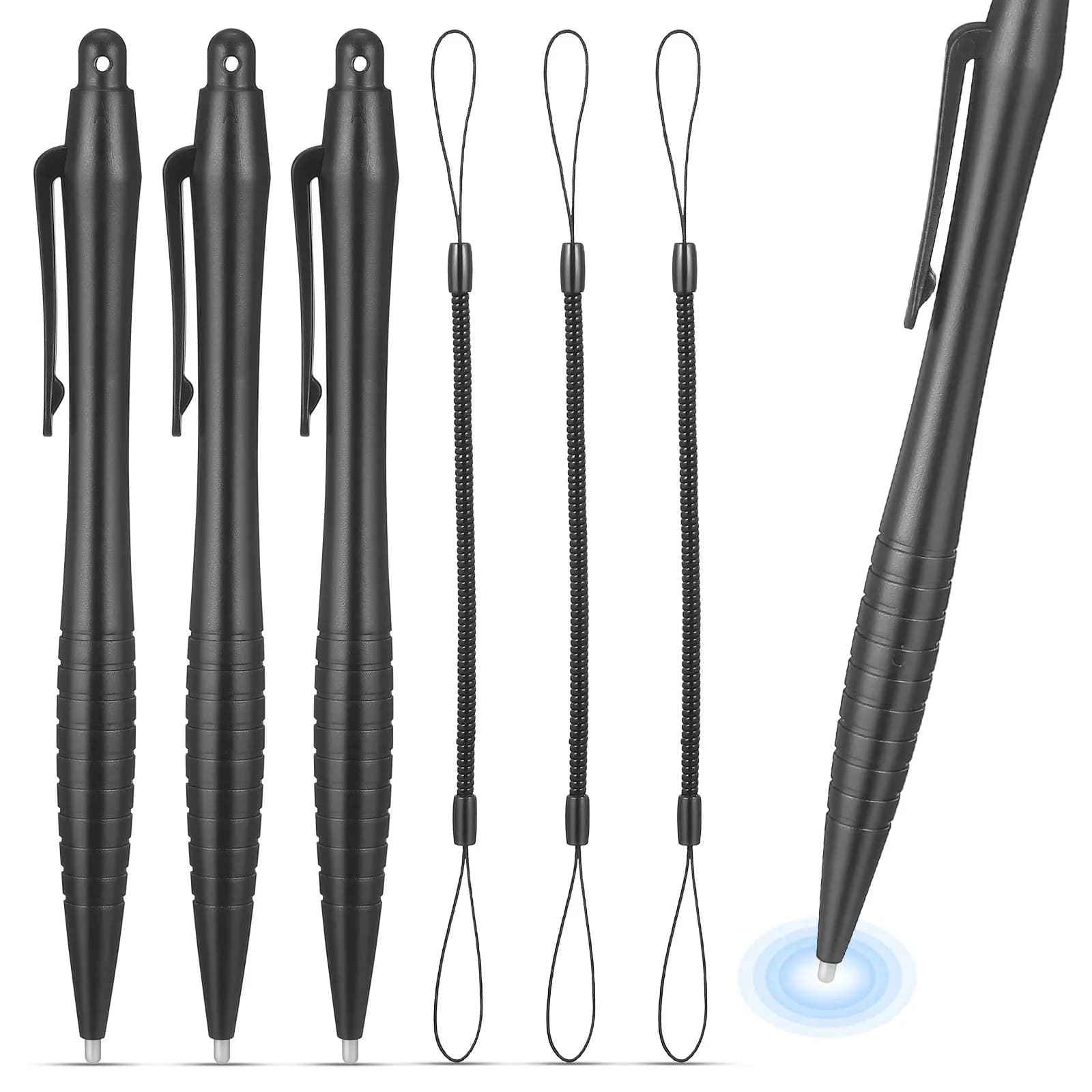 Penna stilo resistiva per schermo da 3 pezzi, strumento di navigazione per scrittura e disegno di precisione, per laptop, tablet, telefono cellulare, con elastico