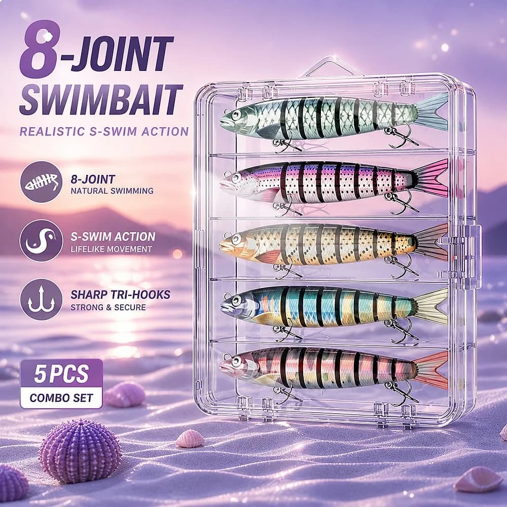 3pcs/5pcs/10Pcs Far Casting 19g Pencil Shape Hard 8 Segment Swimbaits Full Sinking Realistic Bionic Bass Trout Pesca