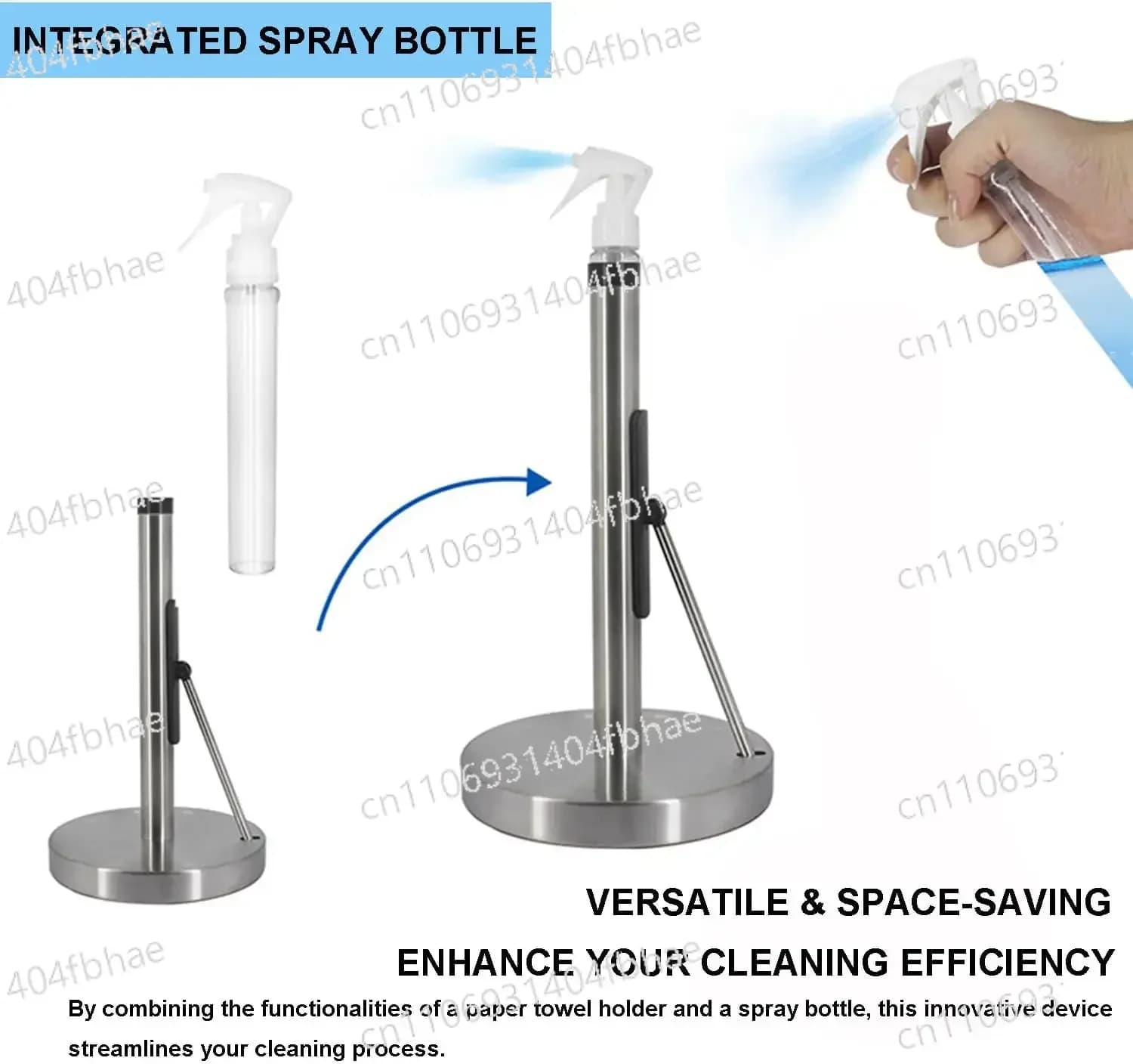 Portarotolo da cucina in acciaio inossidabile da appoggio con dispenser spray per bagno