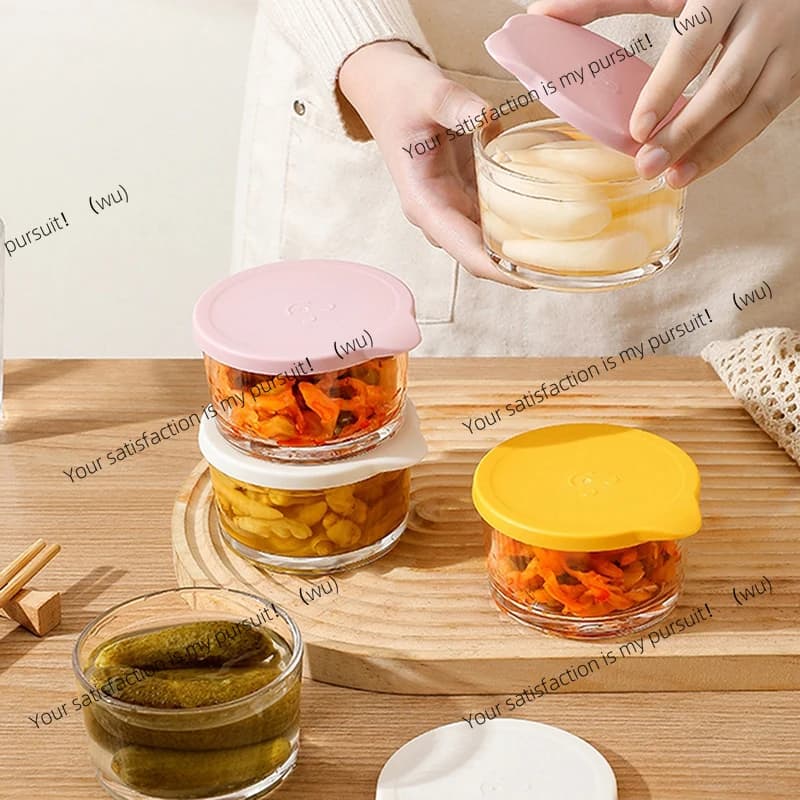 Contenitore rotondo per la conservazione degli alimenti Barattolo sigillato in vetro borosilicato alto con coperchio Barattolo per la conservazione di frutta e verdura per frigorifero sicuro per microonde
