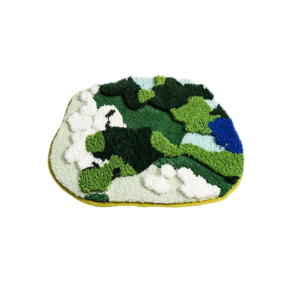 Flower Pattern Absorbent Simulated Moss Bath Mat Non Slip Thickened Moss Rug Soft Cashmere-like Bedside Small Carpet Living Room