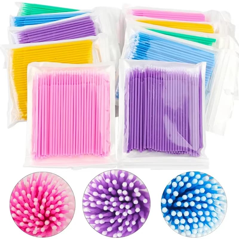 100 Pezzi Spazzole per Pulizia Ciglia, Micro Applicatori in Cotone per Extension Ciglia, Strumenti di Bellezza per Rimozione Trucco