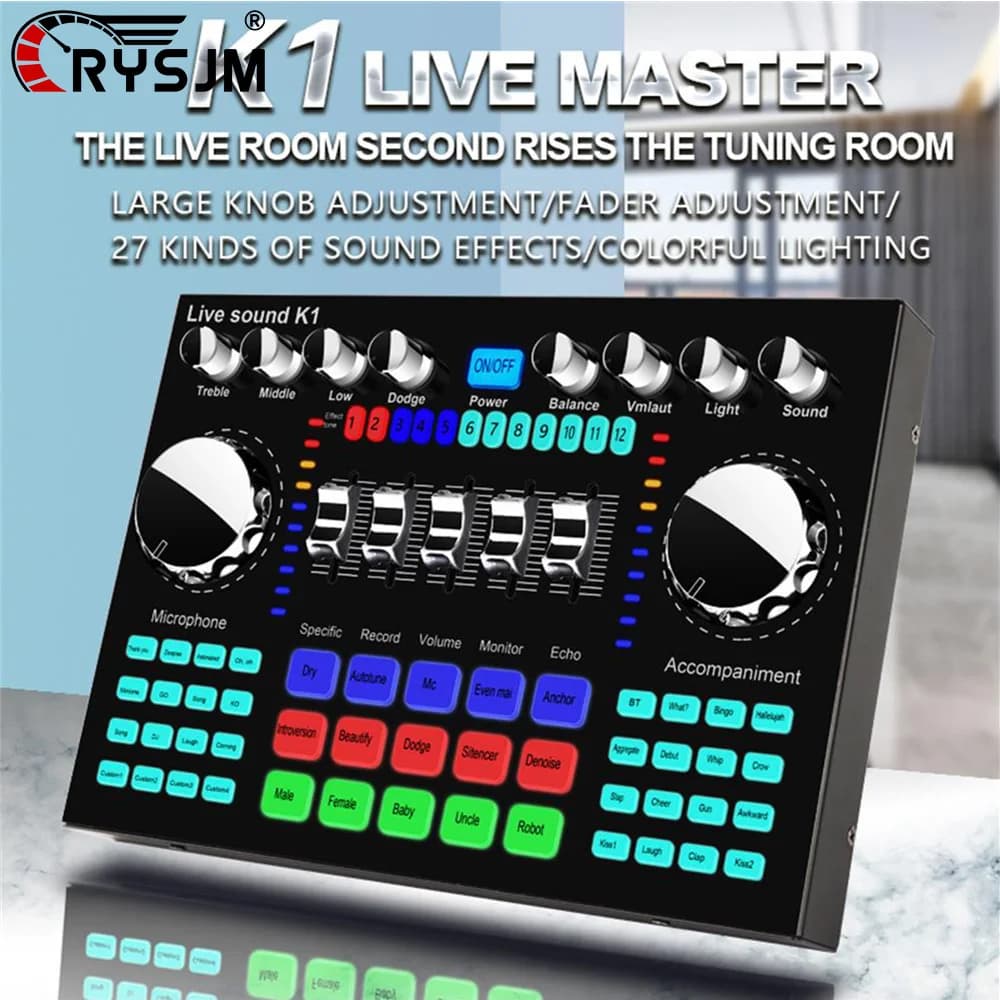 Scheda Audio Live, Mixer Audio, Attrezzatura DJ Professionale, Processore di Effetti per Scheda Audio Karaoke per Registratore Musicale e Trasmissione Live