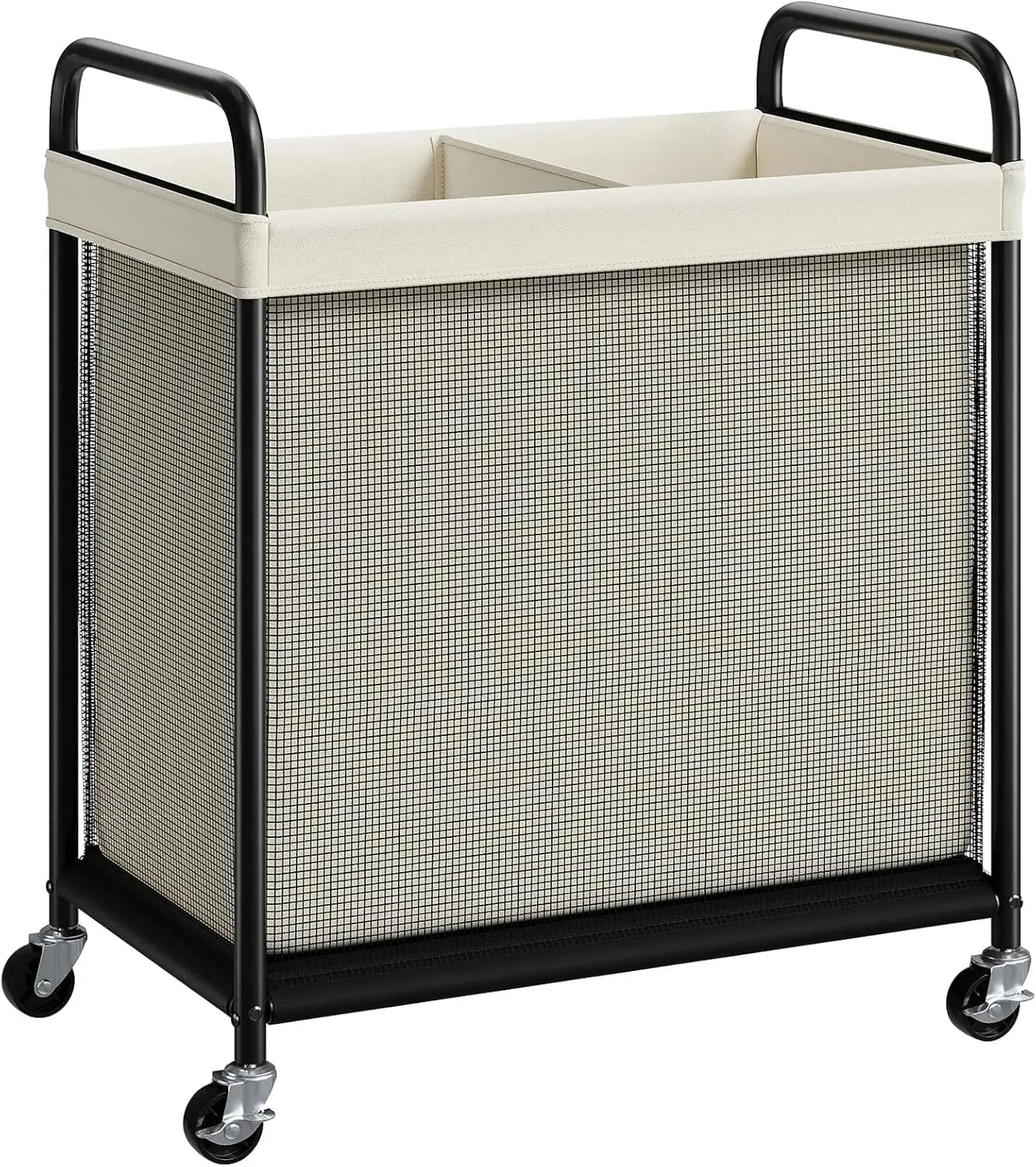 100L Rolling Laundry Sorter with Removable Liner Bag, Laundry Basket with Wheels, Steel Frame with Metal Handle, Clothes Hamper Cart for Laundry Room & Bedroom