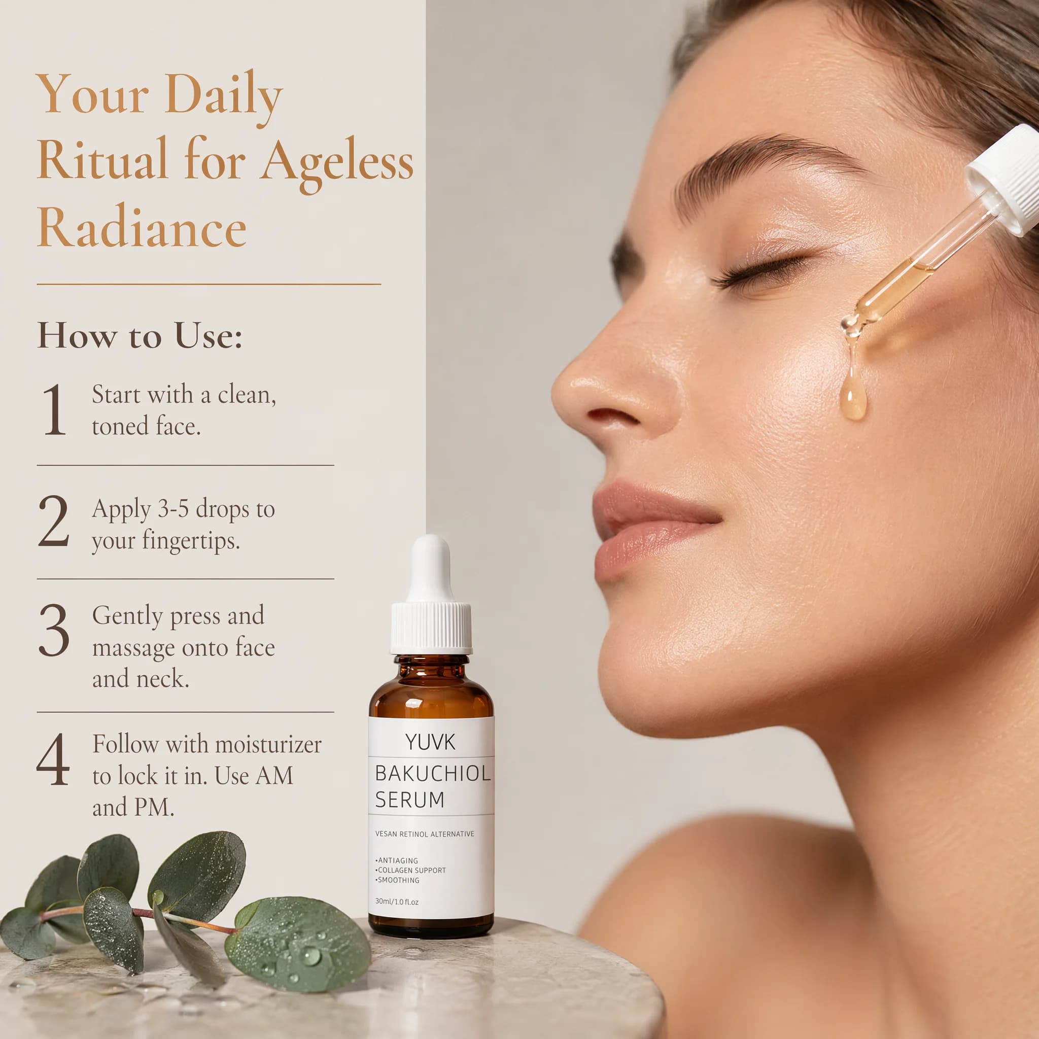 Smoothing Firming Bakuchiol Oil Boosts Collagen Reduces Fine Lines Vegan Face Serum