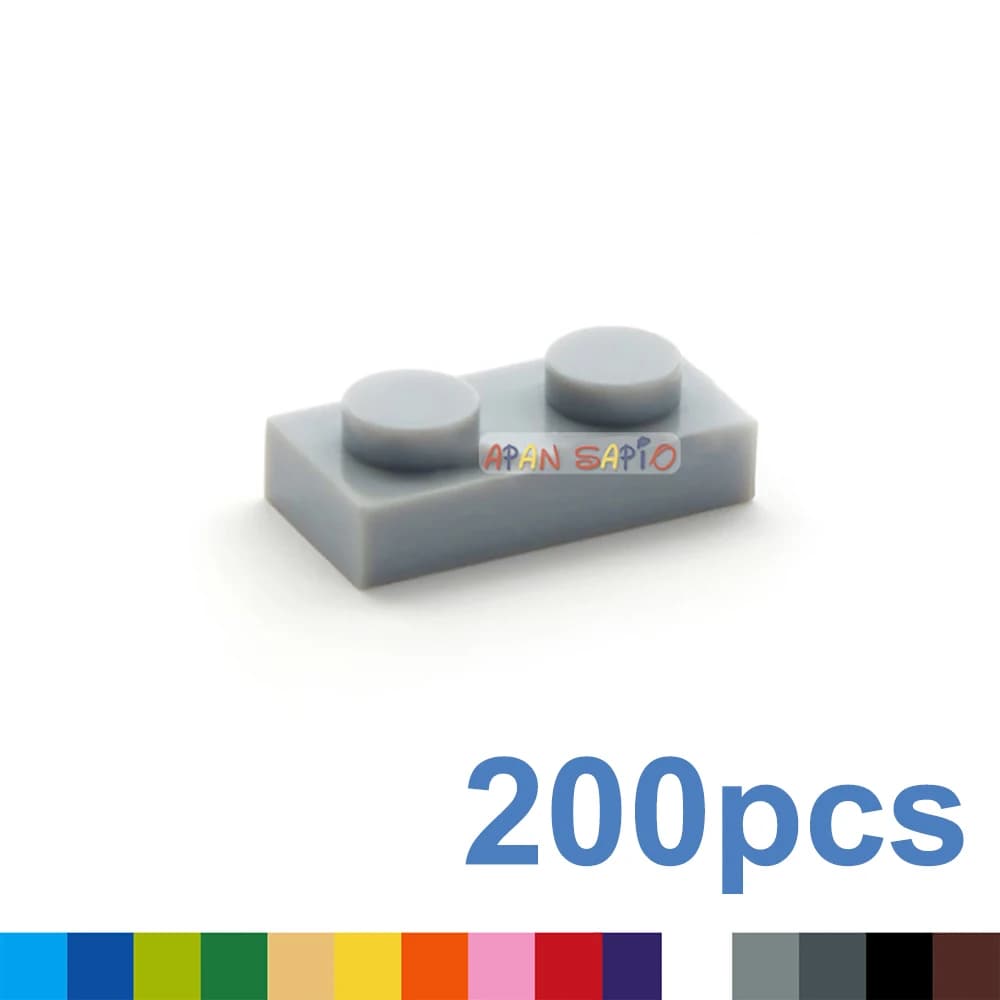 200pcs DIY Building Blocks Thin Figures Bricks 1x2 Dots 12Color Educational Creative Size Compatible With 3023 Toys for Children
