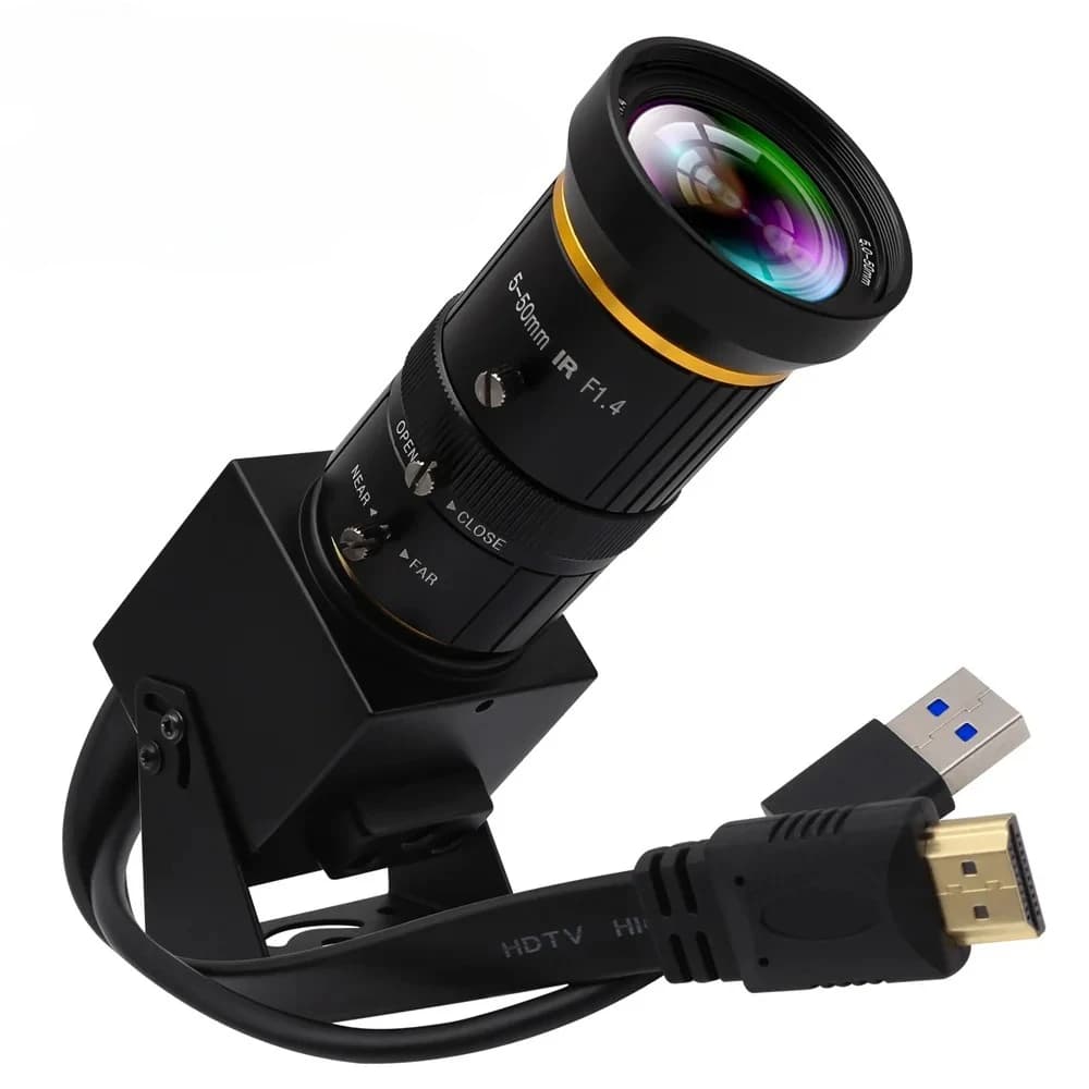 Telecamera Industriale ELP 4K 60fps HDMI USB3.0, Webcam per Streaming Live H.264, Sensore IMX415, Zoom Manuale con Lente Varifocale CS