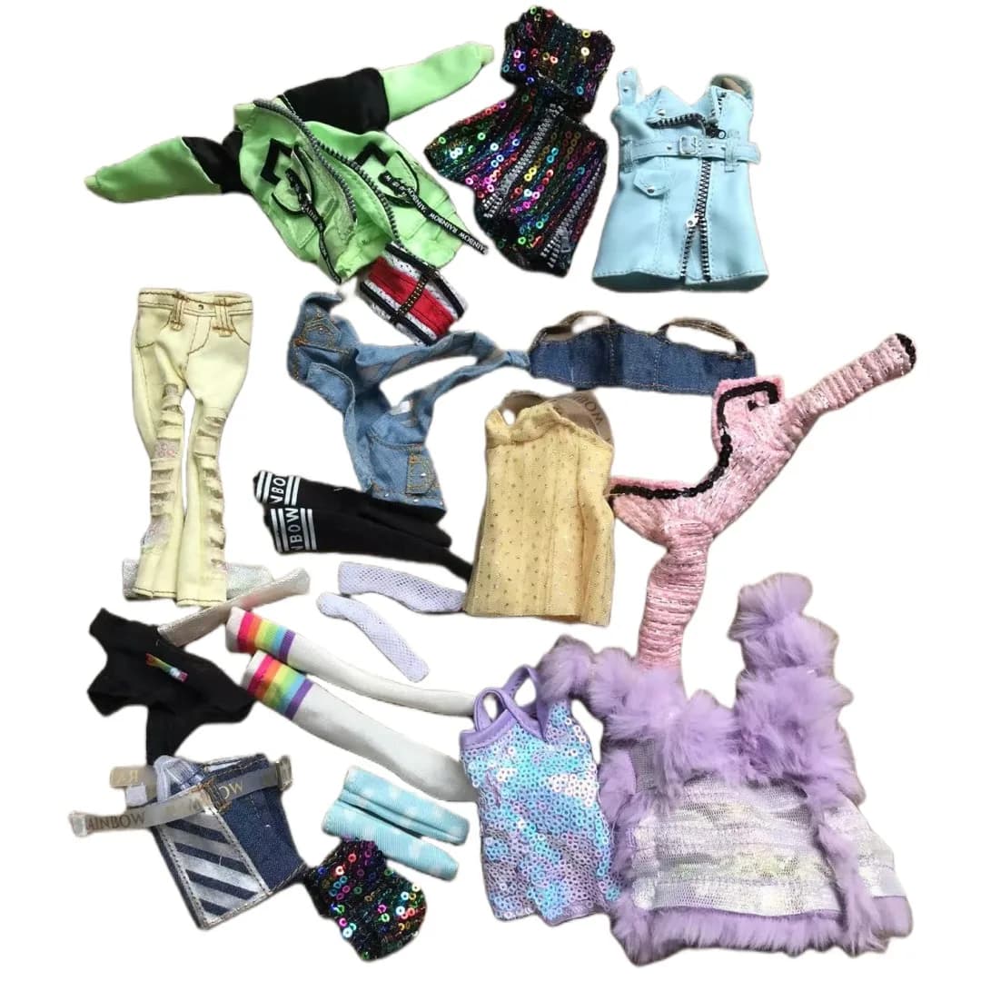 Set di vestiti per bambole arcobaleno Calzini Reggiseni 1/6 Decorazioni originali per bambole Gonna per bambole Abiti Abiti Scarpe Stivali Sandali Parti colorate
