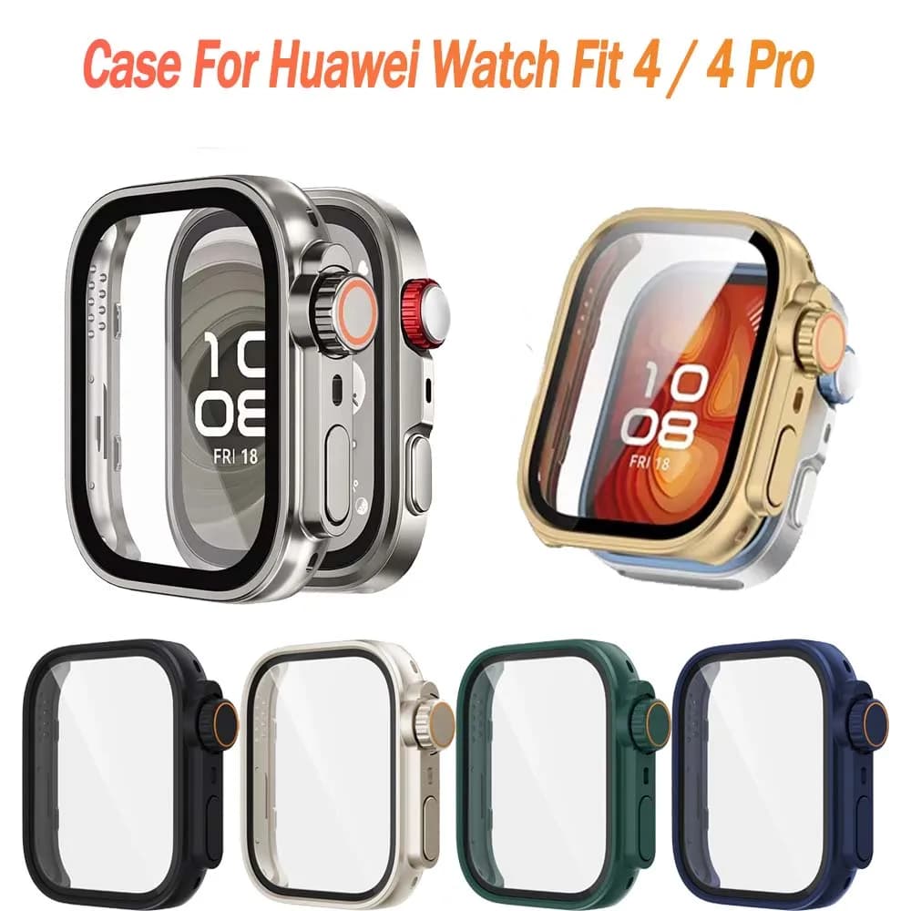 Custodia in vetro temperato + PC per Huawei Watch Fit 4/4pro | Proteggi schermo con protezione completa antigraffio Accessori per smartwatch