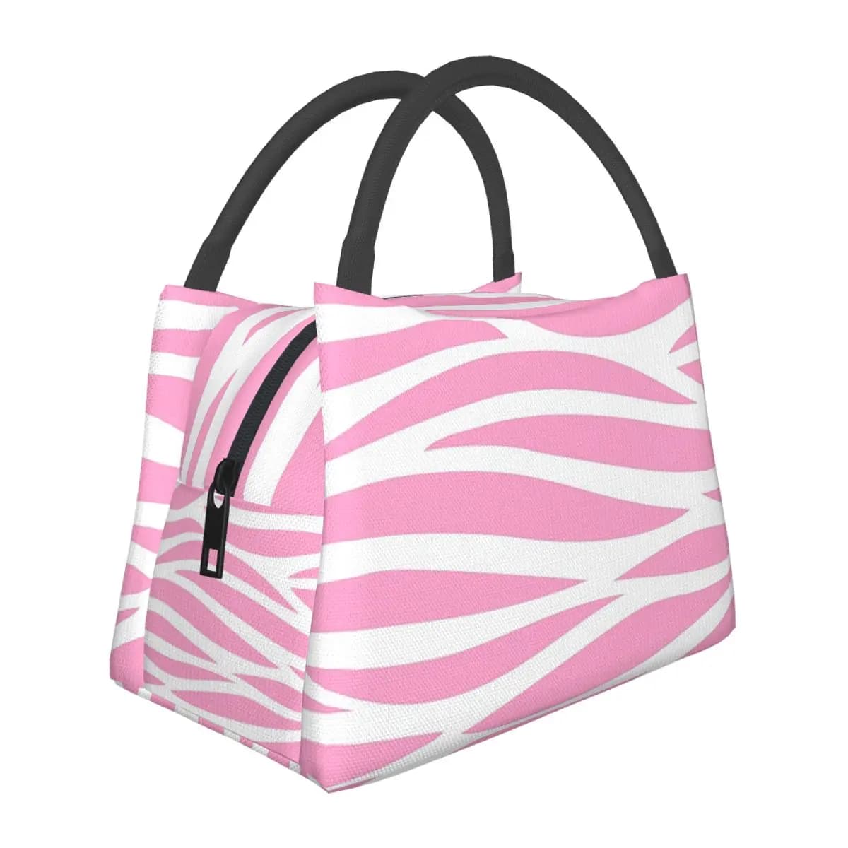 Zebra Pattern Pink Zebra Stripes Lunch Bag for School Picnic Storage Food Boxes Container Cooler Thermal Lunch Box Tote