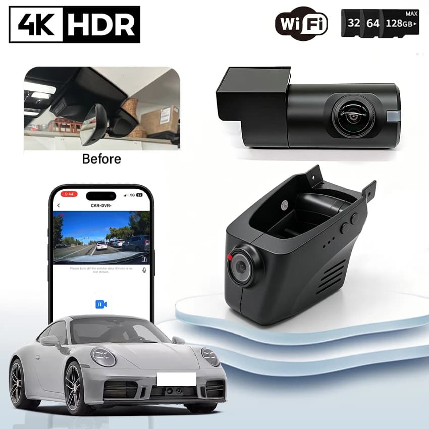 Telecamera HD 4K Plug and Play per Porsche Cayenne Panamera Macan Taycan Cayman 911 Turbo 718, visione notturna, dashcam, videoregistratore