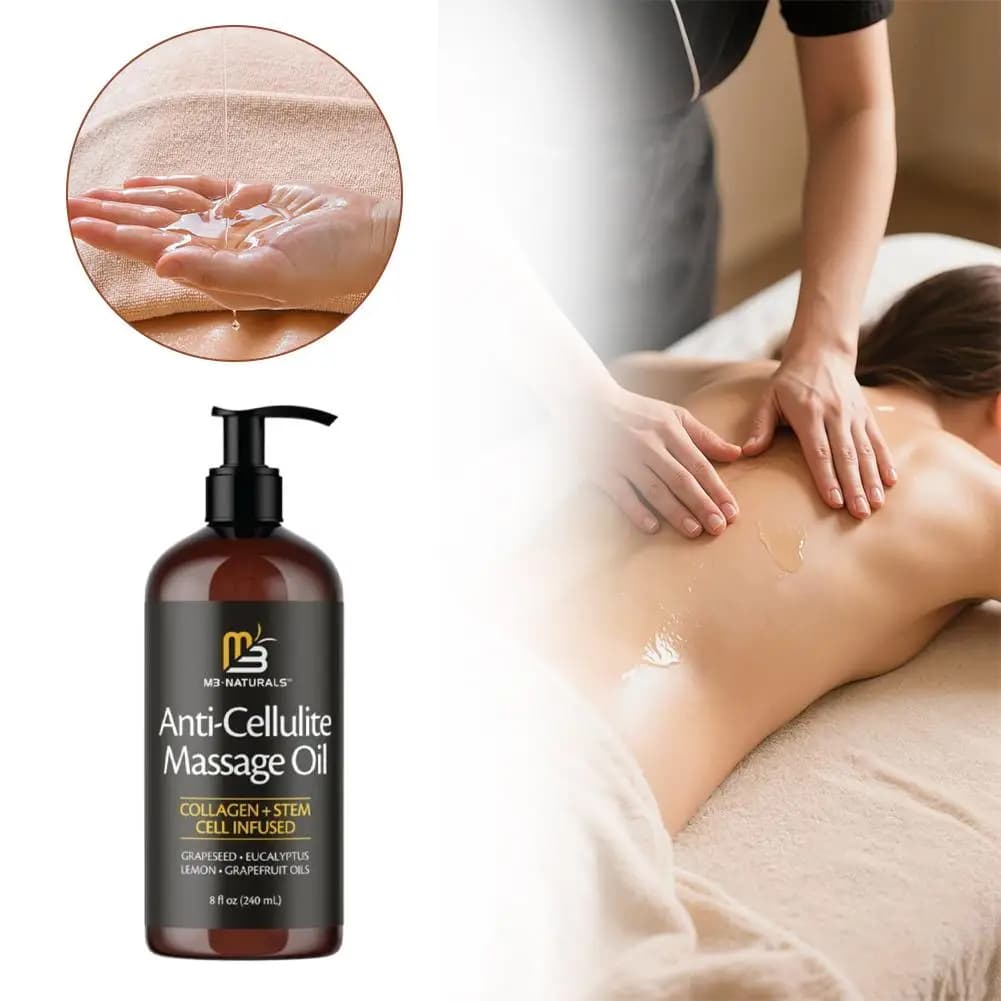 Anti-cellulite Massage Oil with Grape Seeds 240ml, Collagen Hydrating Oil, Massage Oil with Staminal Cells for Cutanea Barrier Repair