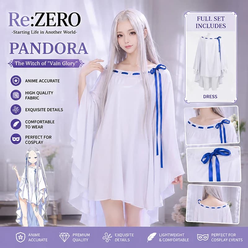 Anime Life in A Different World From Zero Pandora Emilia Cosplay Costume Comic Con Cosplay Uniform Halloween Disguise Suit