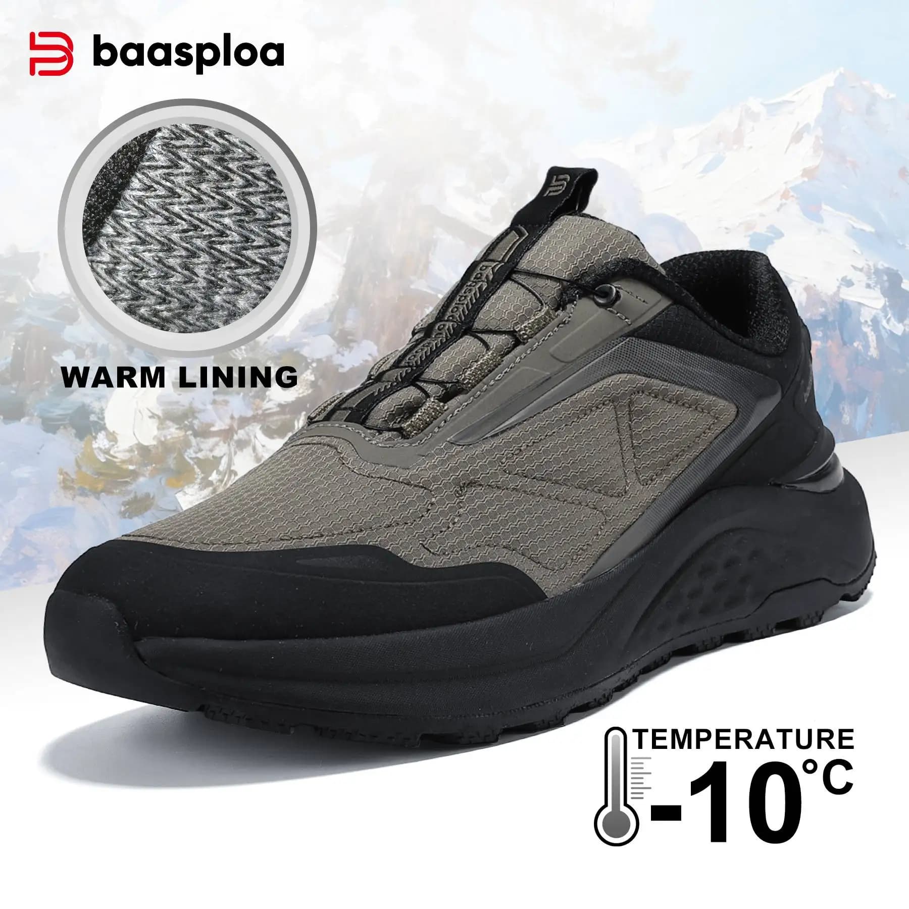Baasploa Men's Outdoor Gymnastics Shoes With Rotating Button Trail Running Shoes Soft and comfortable men's wear-resistant non-slip trekking shoes