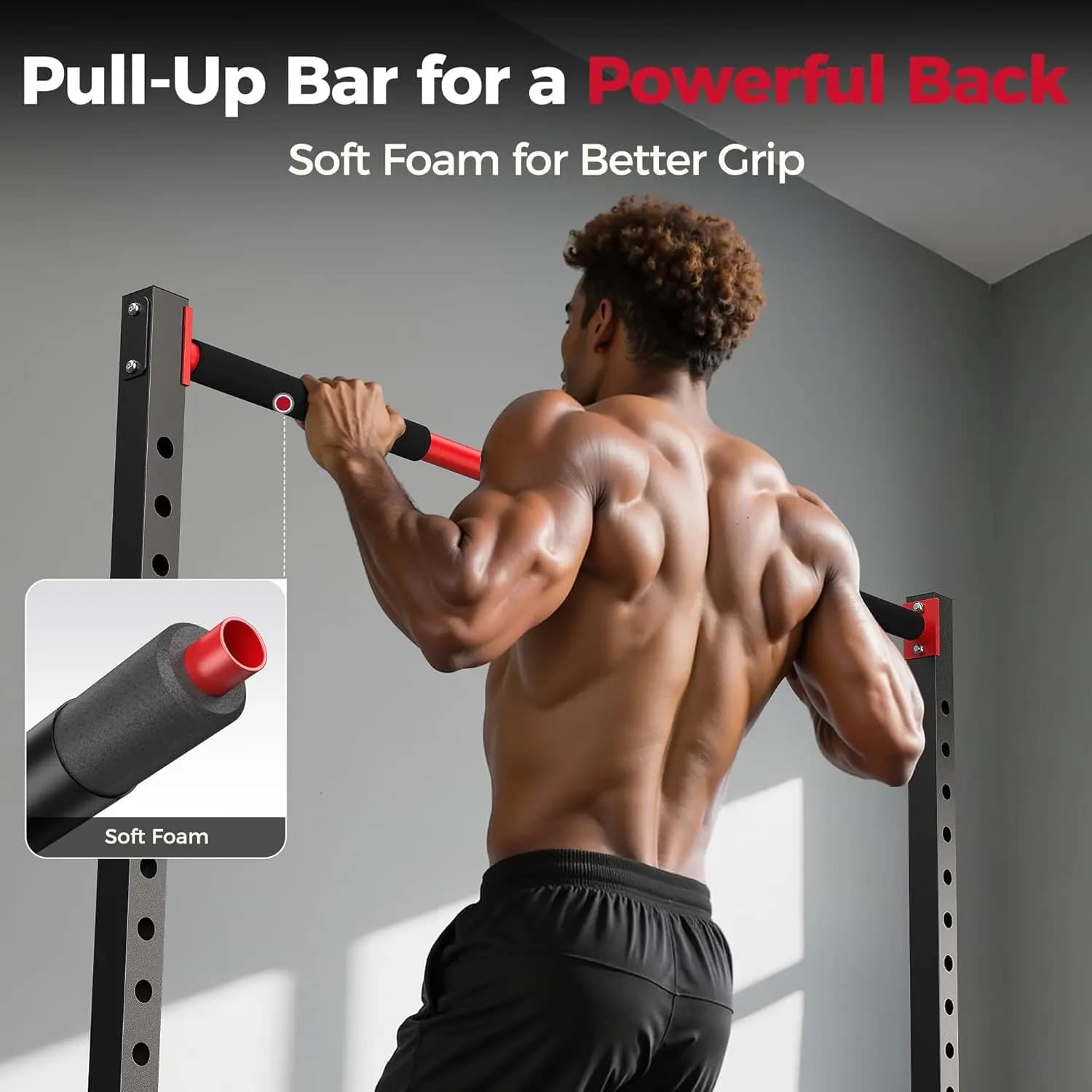 Squat Rack with Traction Bar, Power Rack Multifunctional Adjustable, Squat Support with Internal Width Suitable for 6FT and 7FT Libraries