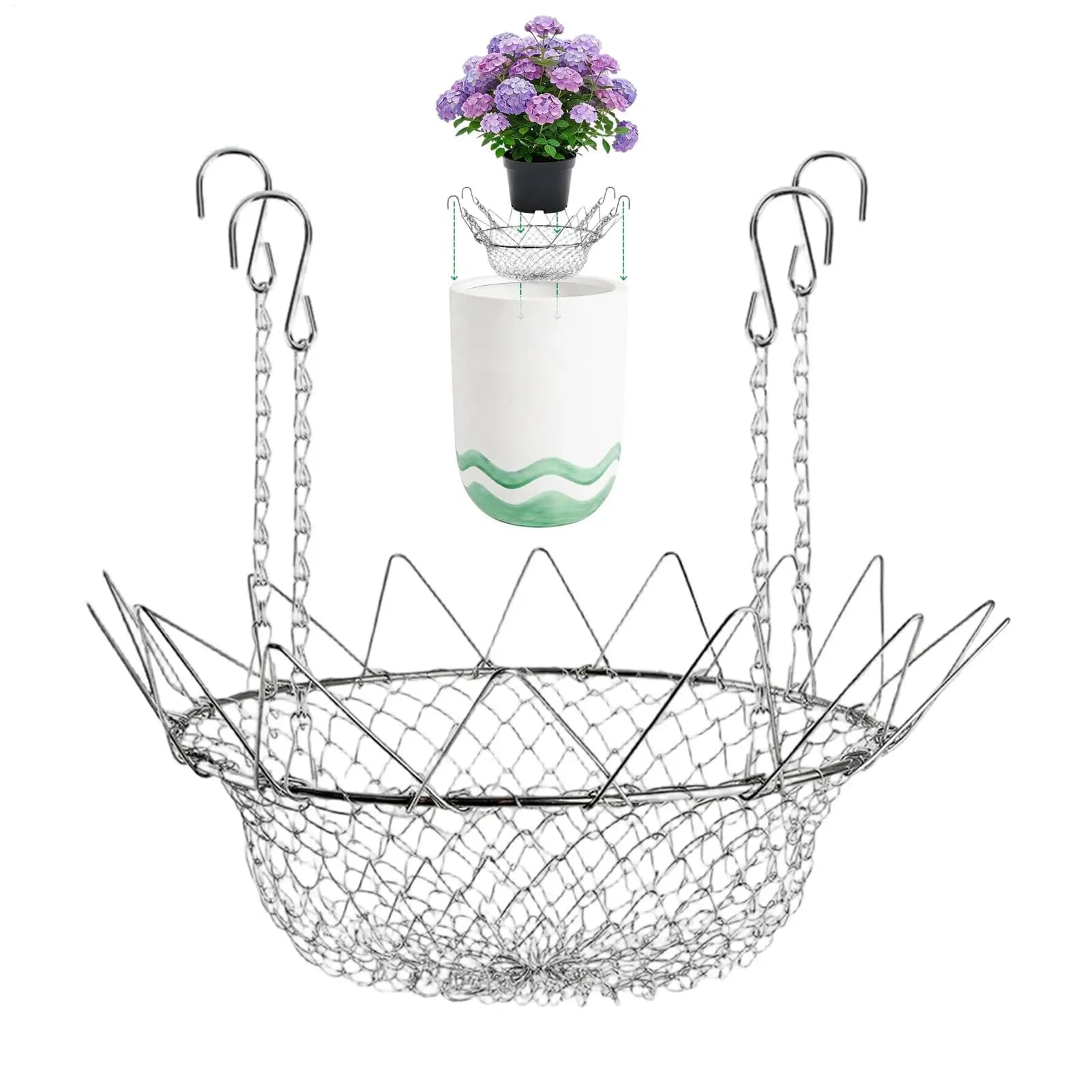Inserto Regolabile per Vaso, Resistente, Antiruggine, in Acciaio Inossidabile, con Catene, Riempitivi Regolabili per Fiori