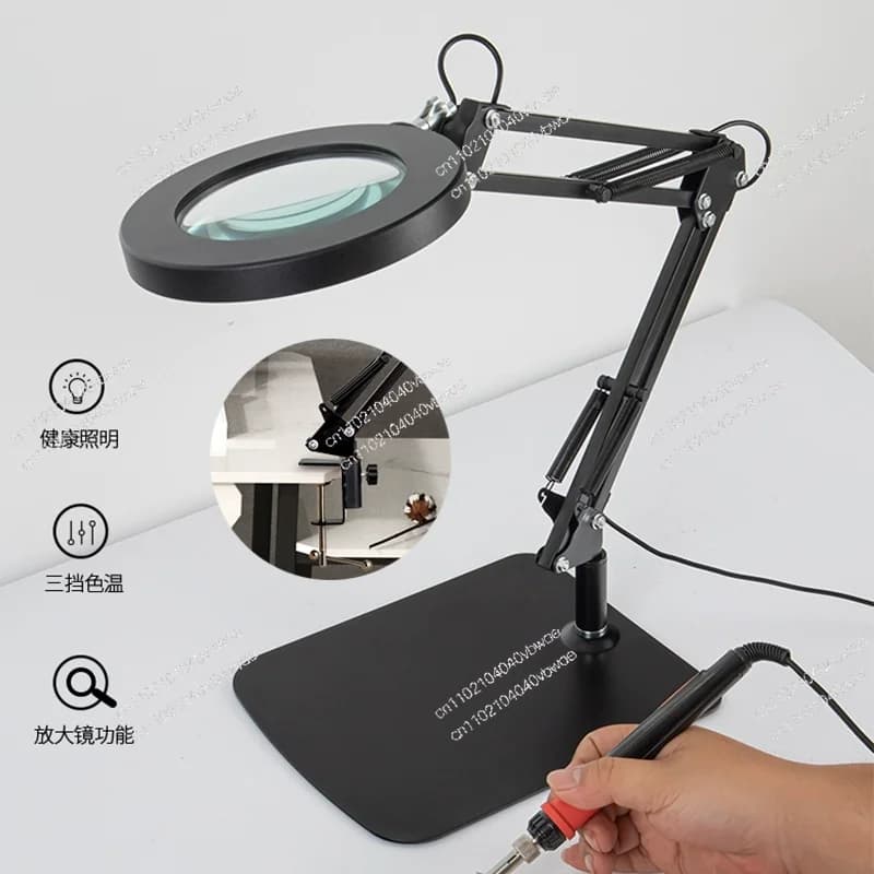 Specchio ad alto ingrandimento con lampada da scrivania a LED, utilizzato per la lettura, la manutenzione, la saldatura elettronica, il test e la valutazione, ecc