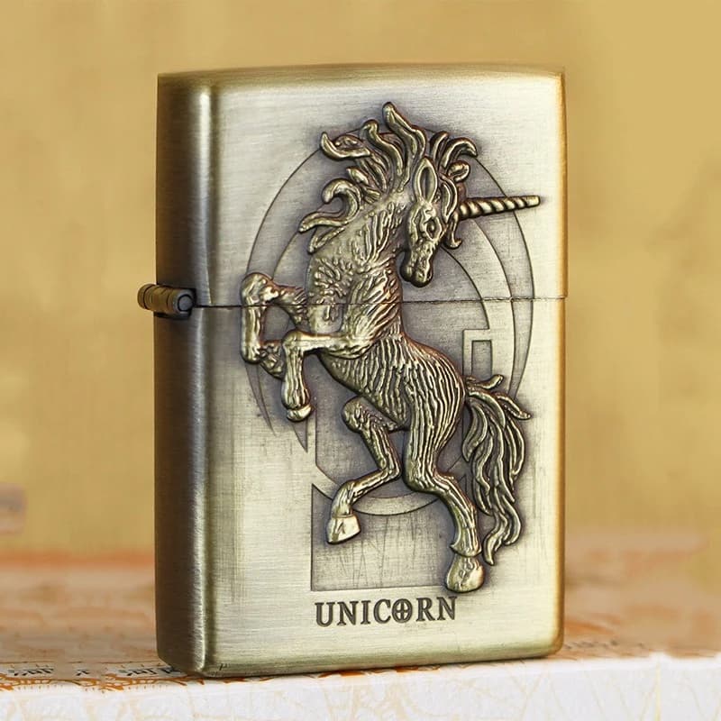 Accendino a Cherosene 3D a Rilievo Nuovo 2026, Accendino di Lusso in Acciaio Inossidabile Bronzato Spazzolato, Accessori per Fumatori