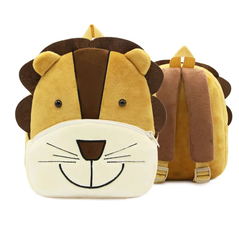 Zaino da scuola per ragazzi e ragazze Simpatico animale leone Zaino in peluche per bambini Borsa per bambini dell'asilo