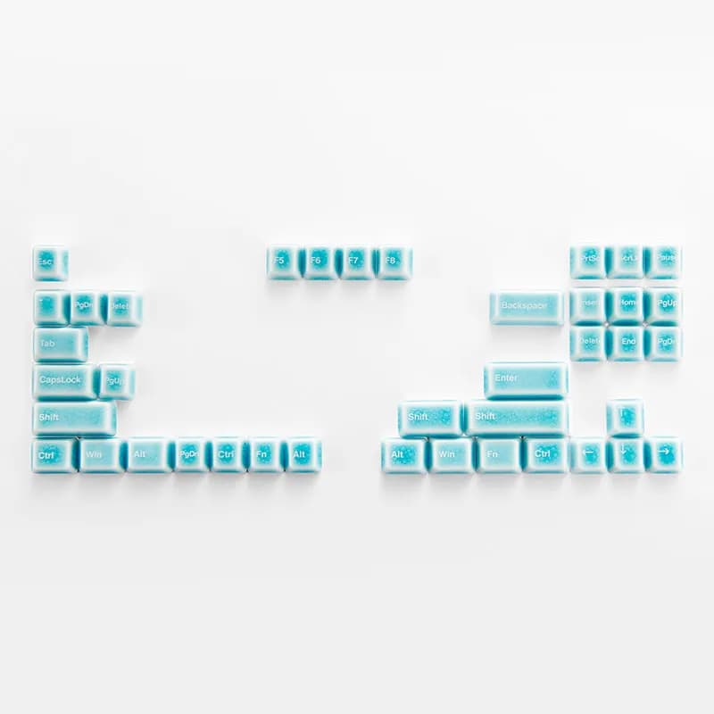 Set di Tasti in Ceramica Blu Effetto Ghiaccio, Tasti Funzionali Personalizzati, Profilo Cherry per Tastiera Meccanica, Regalo