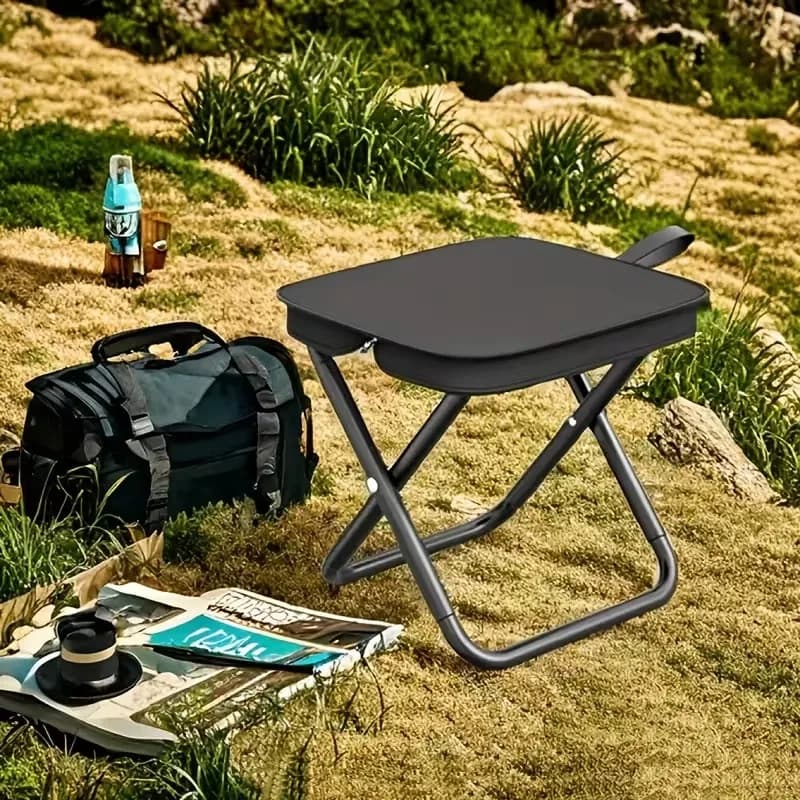Sgabello Pieghevole Portatile con Zaino, Sedia Leggera per Campeggio, Picnic, Pesca con Borsa a Rete, Sedile per Avventure all'Aperto, Escursionismo e Viaggi