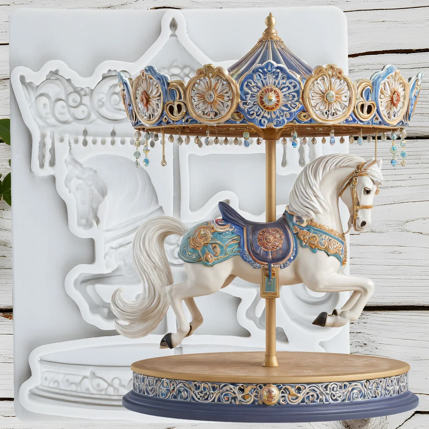 Stampi in silicone per carosello Strumenti per decorare torte fondenti Merry-Go-Round Cupcake Topper Cioccolato Artigianale Pasta di gomma Argilla polimerica