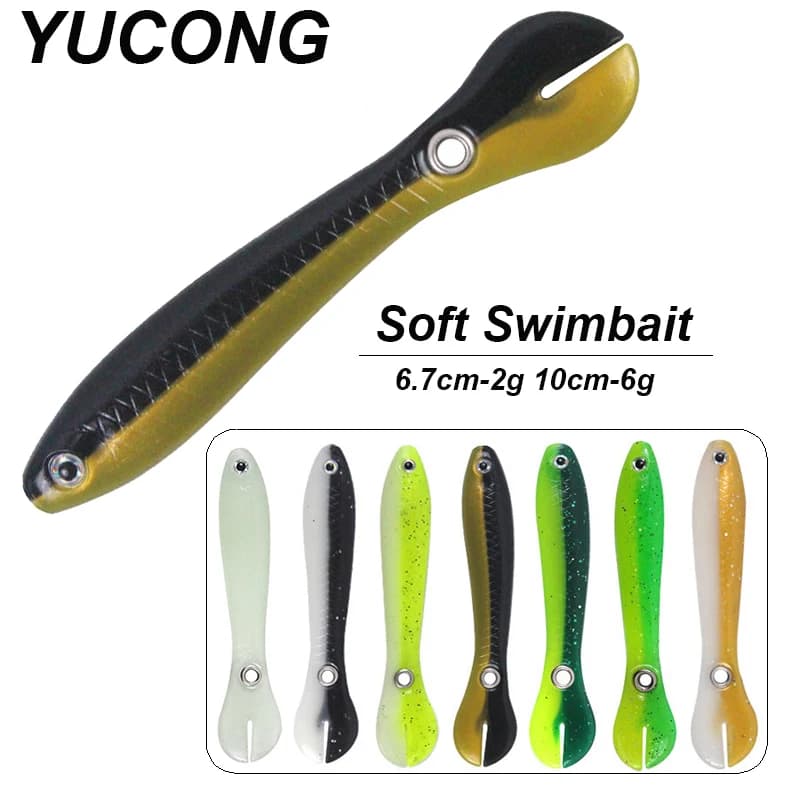 YUCONG 3/5PCS Esche da pesca morbide 6.7cm-2g 10cm-6g Swimbaits in silicone Gomma Verme Esche Jigging Wobblers Isca Pesca Bass Fishing