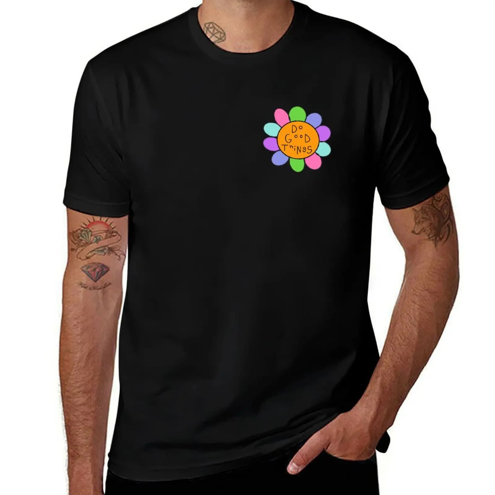 T-shirt Do Good Things con stampa di motivi astratti