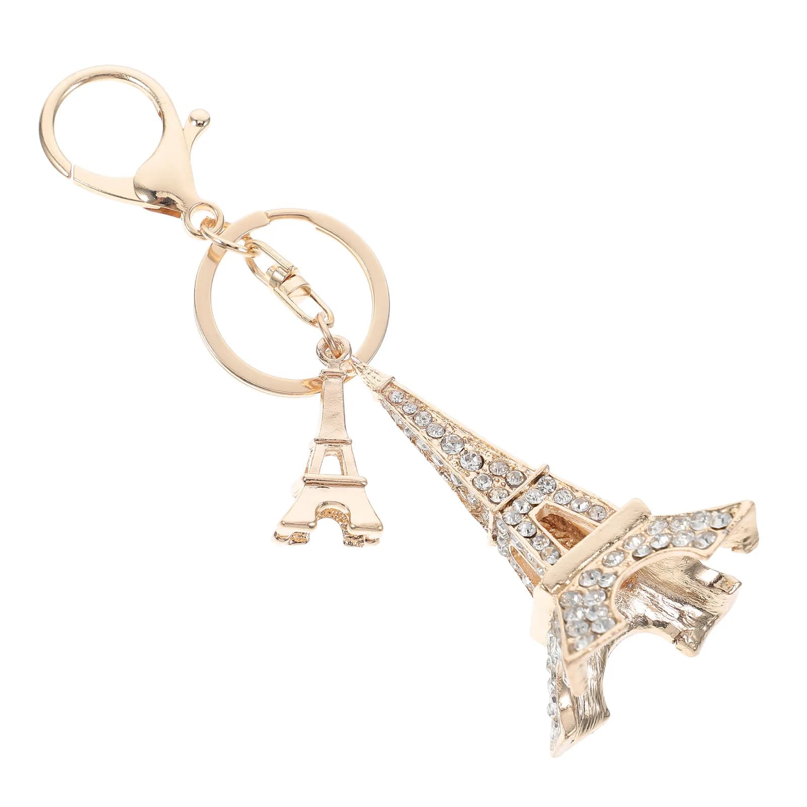 Portachiavi Torre Eiffel con Strass in Lega di Zinco, Lavorazione Artigianale, Ciondolo a Forma di Torre per Borsa, Ornamento per Zaino a Tema