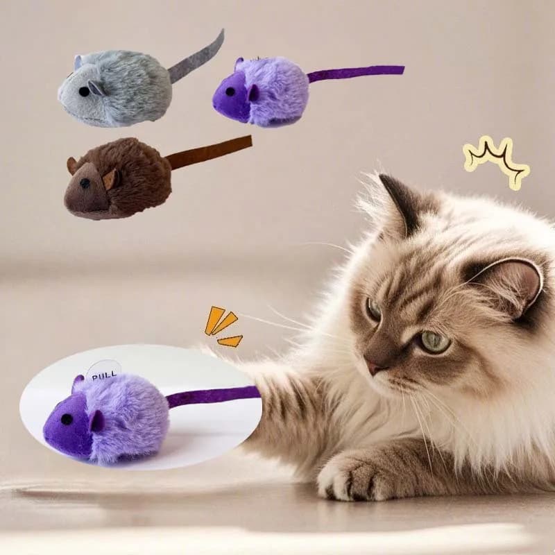 Peluche per gatti Simulazione cigolante Mouse Giocattolo interattivo per gattini Topi in pelliccia sintetica Gioco da masticare Accessori per gatti