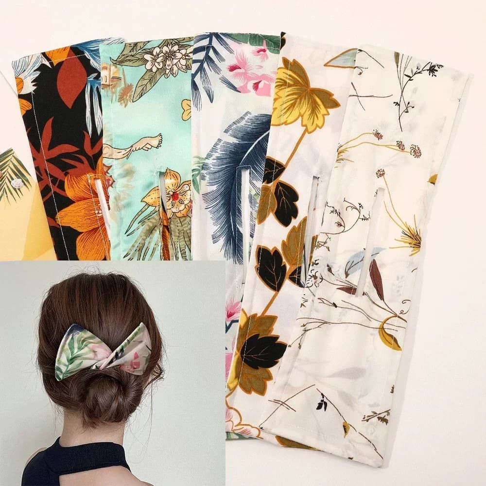 Hair Clip Dresses Knotted Deft Bun Headbands Flexible Printed Women Twist Clip Hair Making Tool Hair Curler Styling Accessories