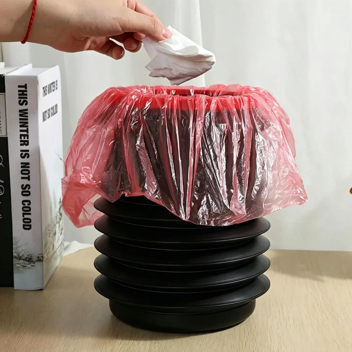 Foldable Mini Car Trash Can Garbage Bin Camping Trash Can Magic Storage Bucket for Vehicle Portable Retractable Umbrella Holder
