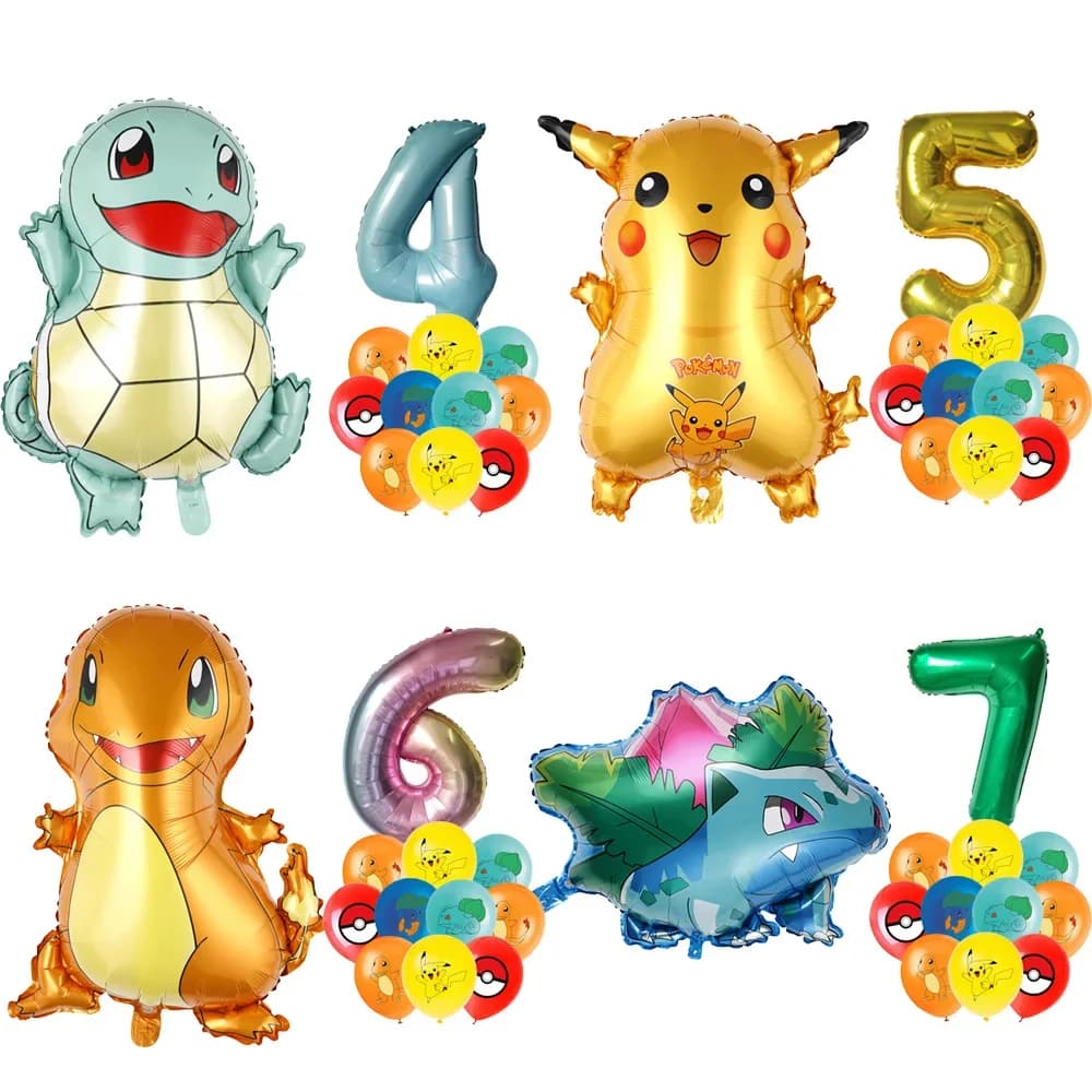 Decorazioni per feste a tema Pokemon, articoli per la tavola a tema Pokemon Go, bicchieri, piatti, palloncini Pikachu per bomboniere per baby shower