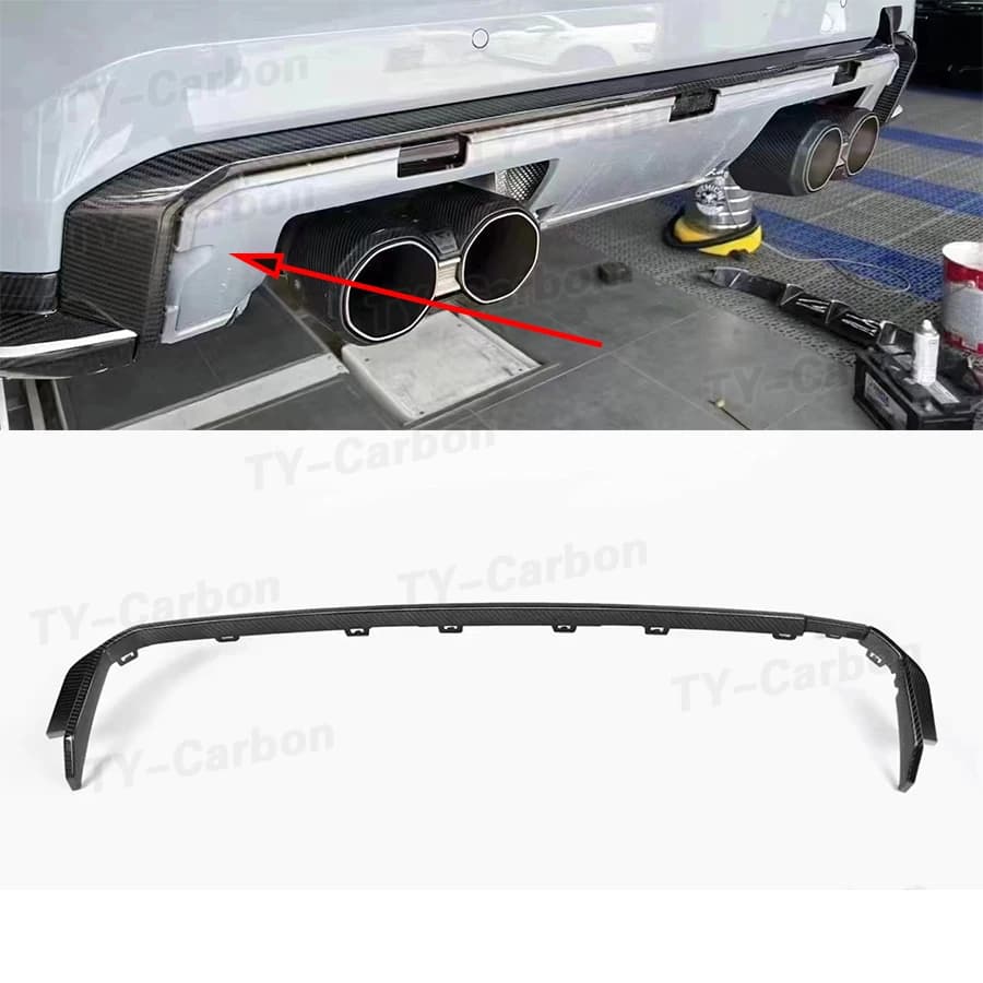 Striscia diffusore posteriore in fibra di carbonio a secco per BMW Serie 3 4 G80 M3 G82 G83 M4 2021+ Accessori auto Paraurti posteriore Lip Trim Decorazione