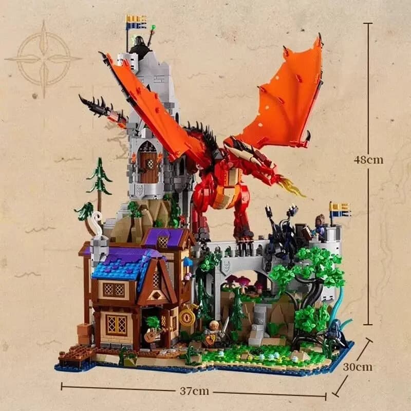 21348 3745 pz. Serie Architettonica Street View Dungeons & Dragons Leggenda del Drago Rosso Puzzle Giocattolo per Bambini Modellino Costruzioni