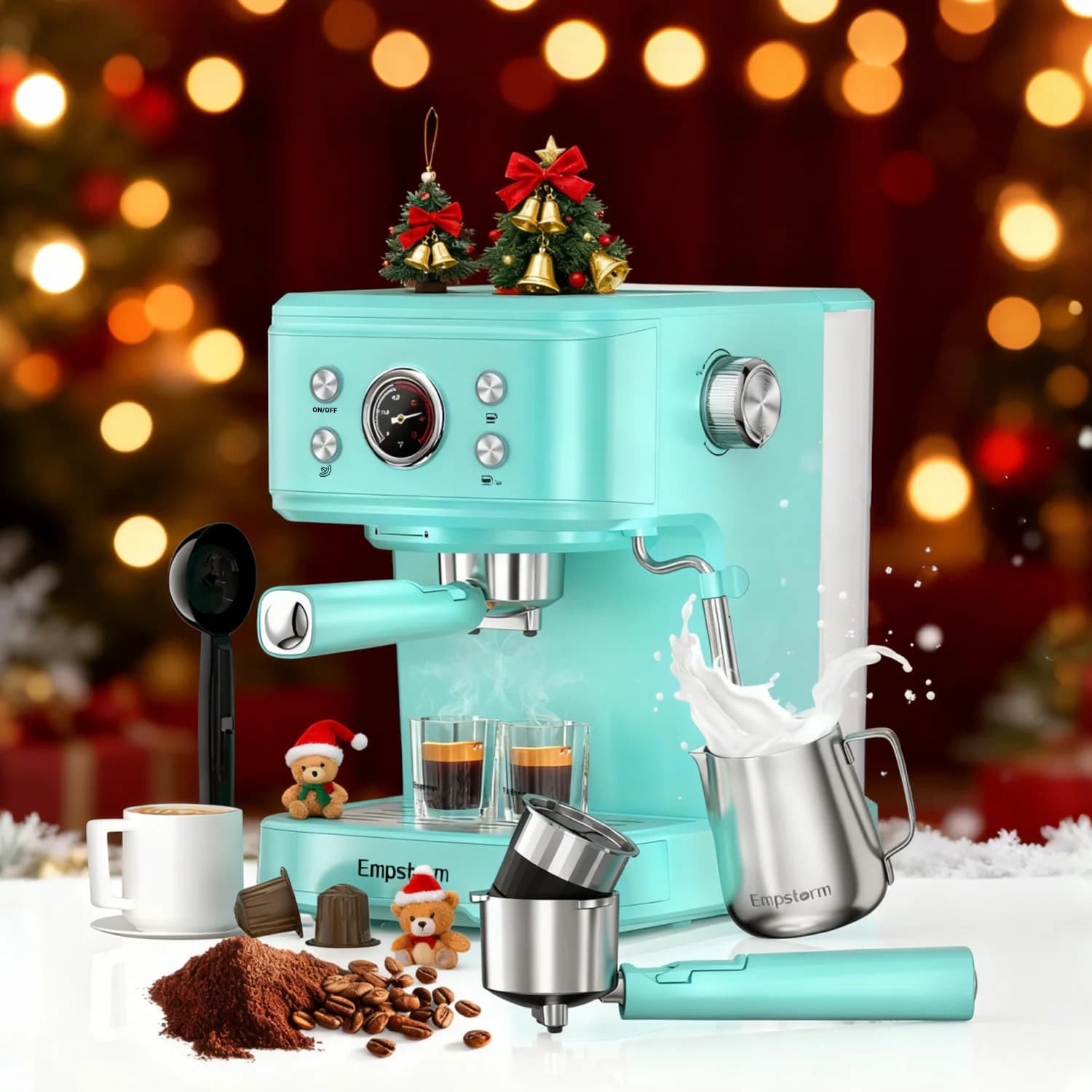 Electric Commercial Semi-Automatic Espresso Coffee Machine with 20 Bars Pressure Stainless Steel Housing for Hotel and Home Use