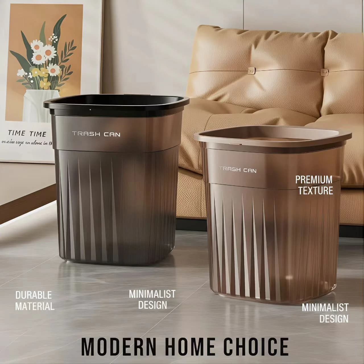 Cestino per Rifiuti Trasparente e Alla Moda, Bidone Decorativo per Arredamento Casa e Risparmio di Spazio