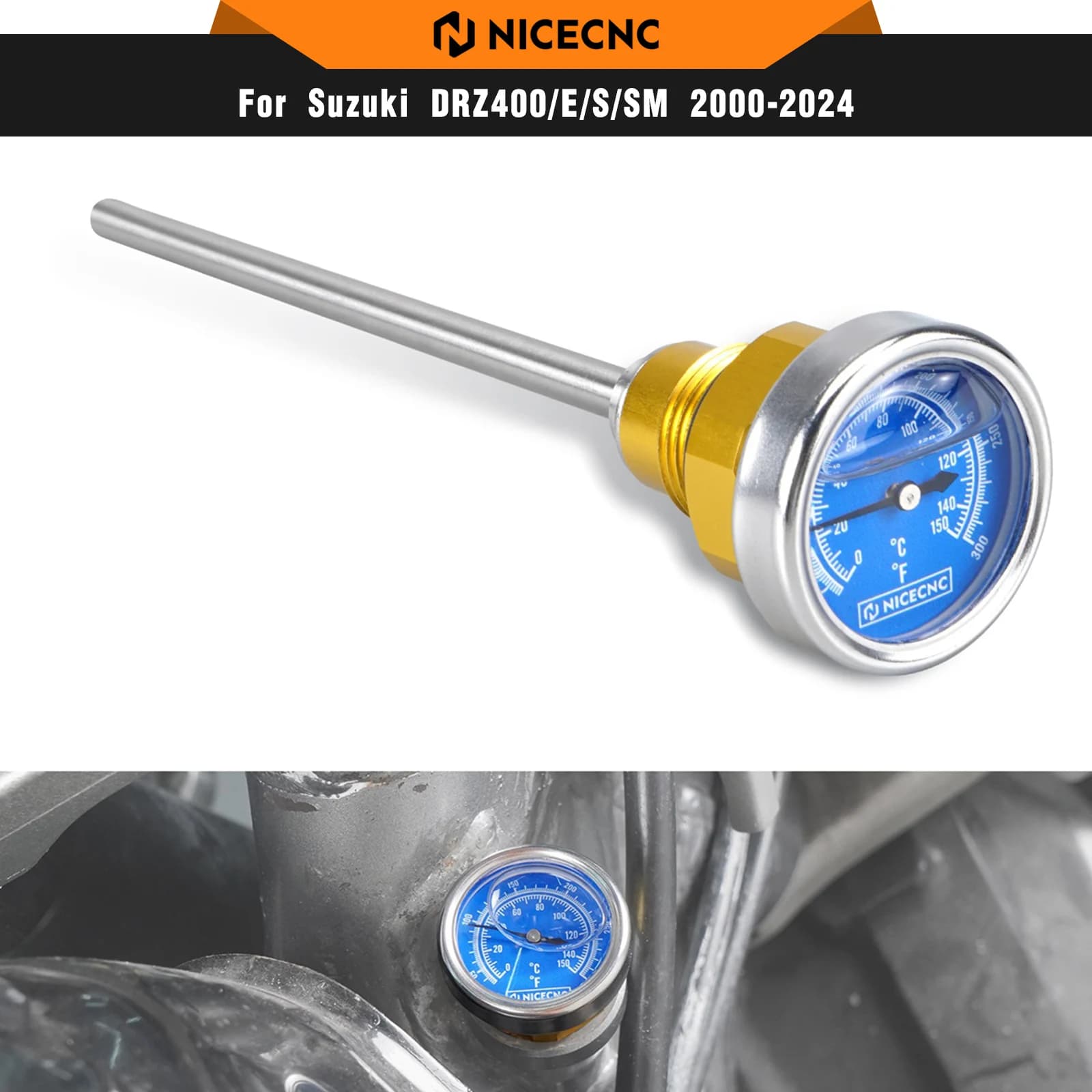 NICECNC For Suzuki DRZ400 DRZ400S DRZ400E DRZ400SM DR-Z 400 ES SM 2000-2024 Moto Temperature Oil Thermometer Level Astina