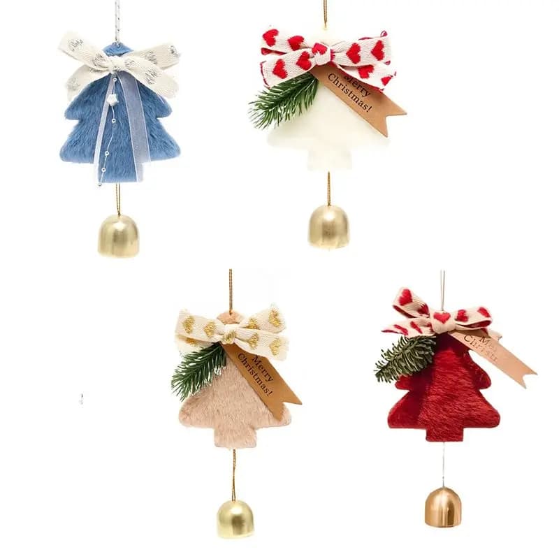 AT84-Christmas Tree Bell Pendant Hanging Bells To Decorate Doorbells In New Year. Christmas Car Hangs Wind Chimes As Gifts.