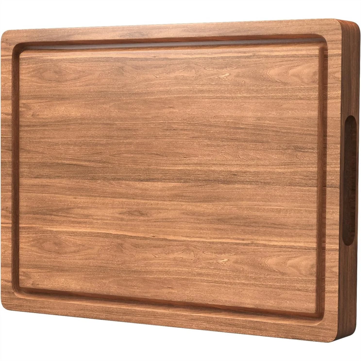 Tagliere in Legno di Acacia per Cucina, 17x12 Pollici, con Scanalatura Profonda per Succhi e Manico Antiscivolo, Tagliere Reversibile