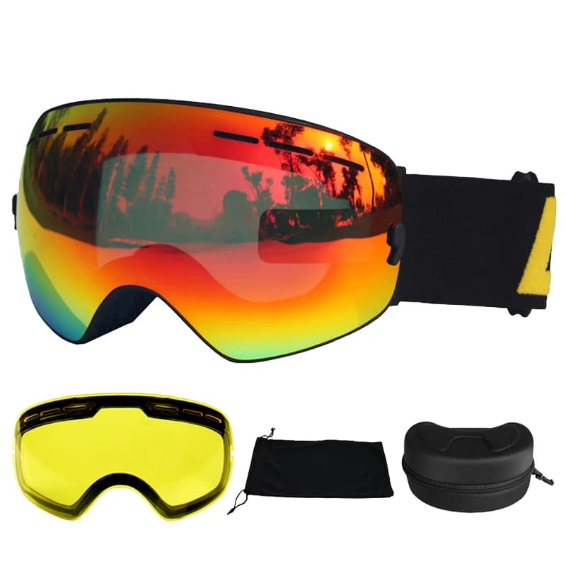 LOCLE Doppi Strati Occhiali da Sci Anti-appannamento UV400 Occhiali da Sci Sferici Sci Neve Occhiali da Snowboard Occhiali da Sci Lente Schiarente
